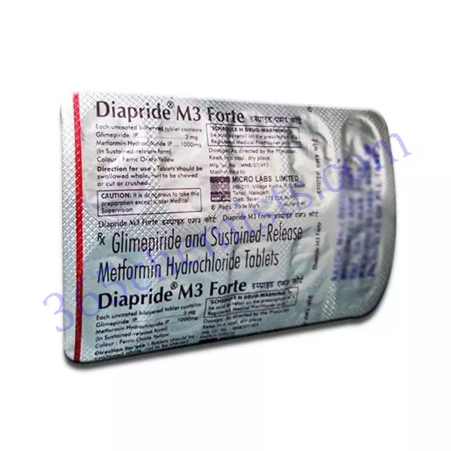 DIAPRIDE M FORTE 3+1000 MG TABLET 10