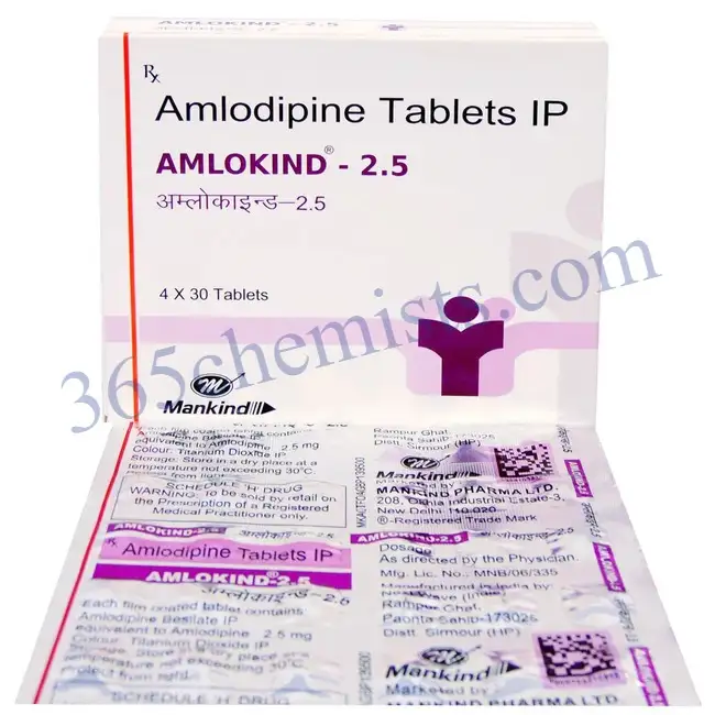 Amlokind 2.5mg Tablet (Amlodipine 2.5mg)